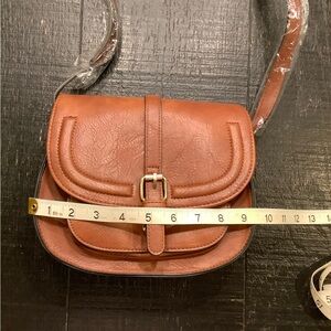 Elegant Brown Faux Leather Crossbody Bag